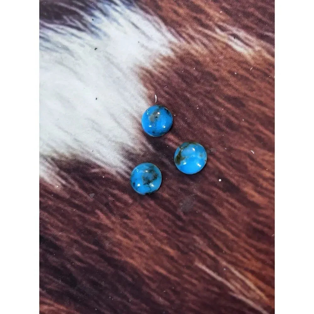 Kingman Turquoise 6mm Calibrated Cabochons - 3 Cab Lot Silversmithing Jewelry